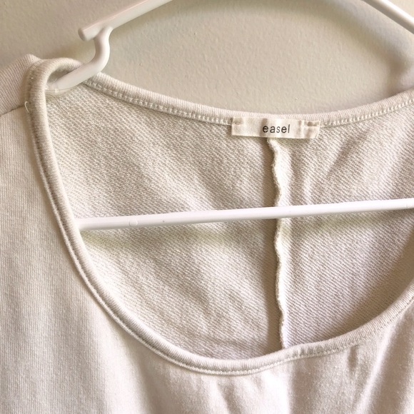 Easel Women’s Size Large Tiered Cream & TanPolkaDot Top - Picture 3 of 4